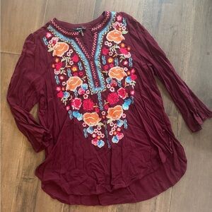 Embroidered Western/Boho Tunic Top